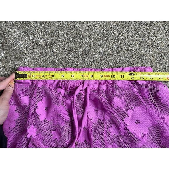 Miken Swim Flower Sheer Coverup Casual Pants Pink Purple Festival Sz Medium - Picture 7 of 8